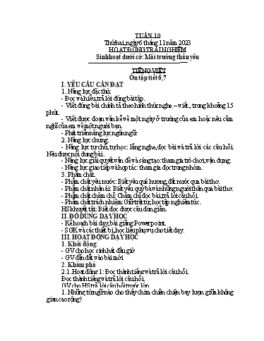 Kế hoạch bài dạy Lớp 4B - Tuần 10 Năm học 2023-2024