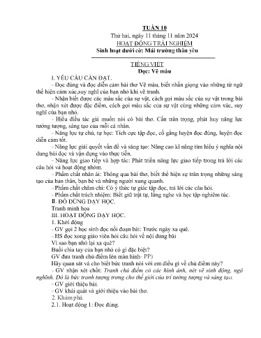 Kế hoạch bài dạy Lớp 4B - Tuần 10 Năm học 2024-2025