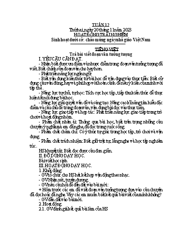 Kế hoạch bài dạy Lớp 4B - Tuần 12 Năm học 2023-2024