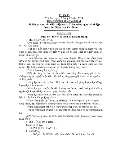 Kế hoạch bài dạy Lớp 4B - Tuần 13 Năm học 2024-2025