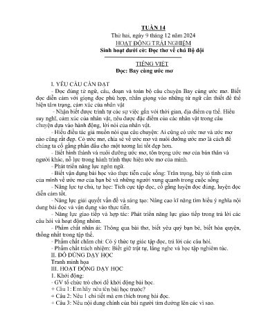 Kế hoạch bài dạy Lớp 4B - Tuần 14 Năm học 2024-2025