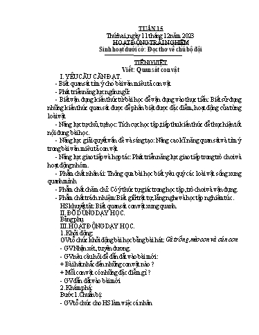 Kế hoạch bài dạy Lớp 4B - Tuần 15 Năm học 2023-2024