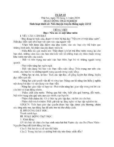 Kế hoạch bài dạy Lớp 4B - Tuần 15 Năm học 2024-2025