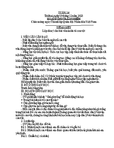 Kế hoạch bài dạy Lớp 4B - Tuần 16 Năm học 2023-2024