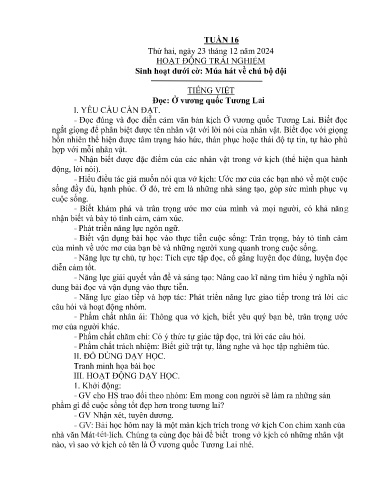 Kế hoạch bài dạy Lớp 4B - Tuần 16 Năm học 2024-2025