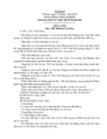 Kế hoạch bài dạy Lớp 4B - Tuần 19 Năm học 2024-2025