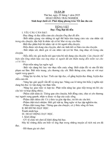 Kế hoạch bài dạy Lớp 4B - Tuần 20 Năm học 2024-2025