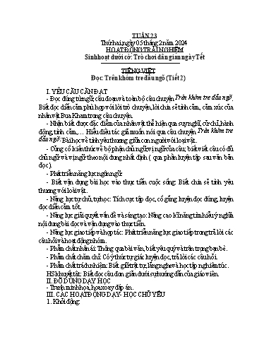 Kế hoạch bài dạy Lớp 4B - Tuần 23 Năm học 2023-2024