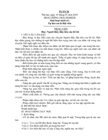 Kế hoạch bài dạy Lớp 4B - Tuần 26 Năm học 2024-2025