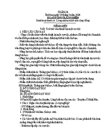 Kế hoạch bài dạy Lớp 4B - Tuần 28 Năm học 2023-2024