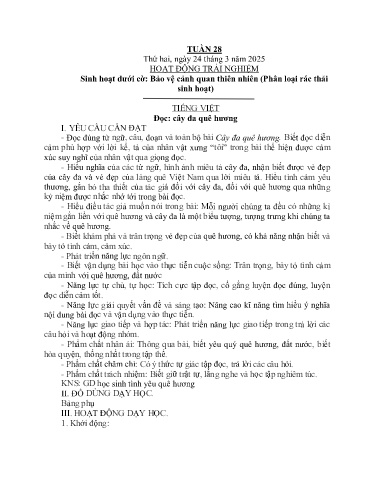 Kế hoạch bài dạy Lớp 4B - Tuần 28 Năm học 2024-2025