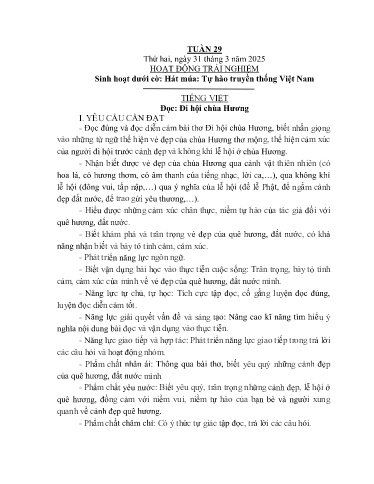 Kế hoạch bài dạy Lớp 4B - Tuần 29 Năm học 2024-2025