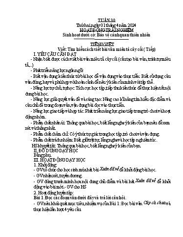 Kế hoạch bài dạy Lớp 4B - Tuần 30 Năm học 2023-2024