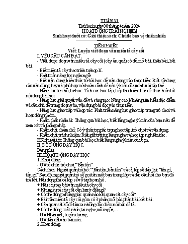 Kế hoạch bài dạy Lớp 4B - Tuần 31 Năm học 2023-2024