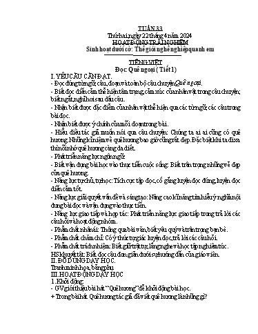 Kế hoạch bài dạy Lớp 4B - Tuần 33 Năm học 2023-2024