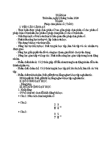 Kế hoạch bài dạy Lớp 4B - Tuần 34 Năm học 2023-2024