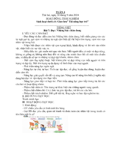 Kế hoạch bài dạy Lớp 4B - Tuần 4 Năm học 2024-2025