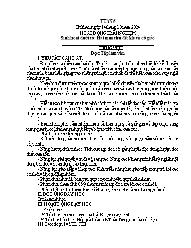 Kế hoạch bài dạy Lớp 4B - Tuần 6 Năm học 2024-2025