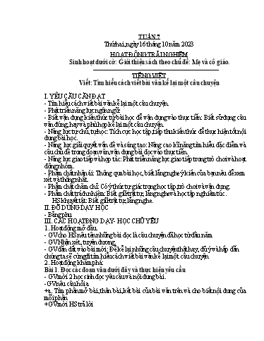 Kế hoạch bài dạy Lớp 4B - Tuần 7 Năm học 2023-2024