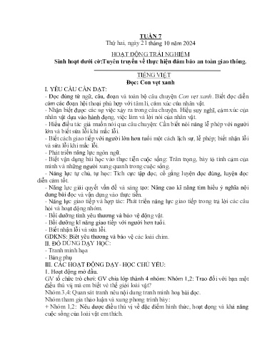 Kế hoạch bài dạy Lớp 4B - Tuần 7 Năm học 2024-2025