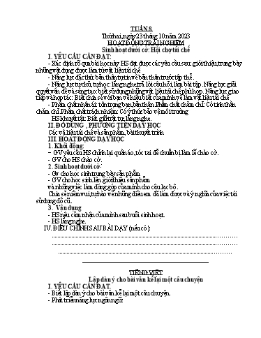 Kế hoạch bài dạy Lớp 4B - Tuần 8 Năm học 2023-2024