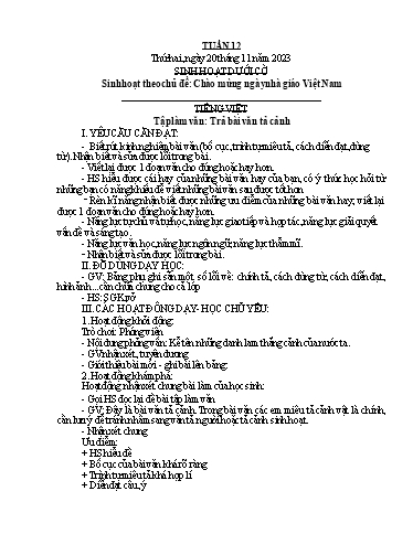 Kế hoạch bài dạy Lớp 5A - Tuần 12 Năm học 2023-2024