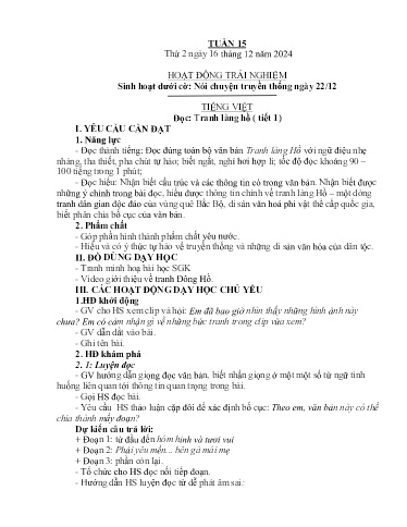 Kế hoạch bài dạy Lớp 5A - Tuần 15 Năm học 2024-2025