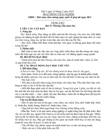 Kế hoạch bài dạy Lớp 5A - Tuần 24 Năm học 2024-2025