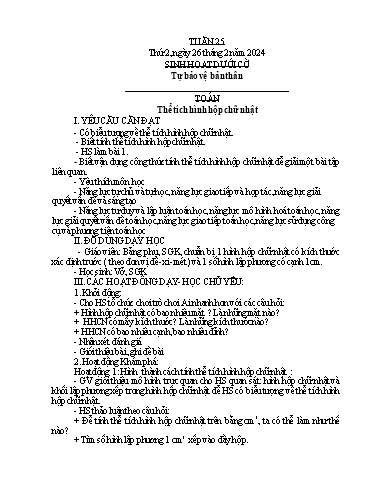 Kế hoạch bài dạy Lớp 5A - Tuần 25 Năm học 2023-2024