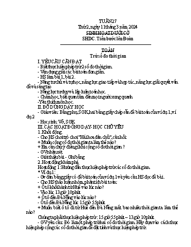 Kế hoạch bài dạy Lớp 5A - Tuần 27 Năm học 2023-2024