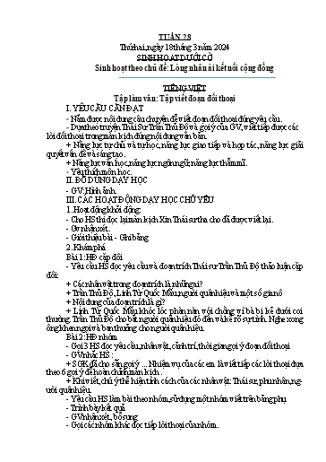 Kế hoạch bài dạy Lớp 5A - Tuần 28 Năm học 2023-2024