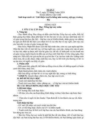 Kế hoạch bài dạy Lớp 5A - Tuần 3 Năm học 2024-2025