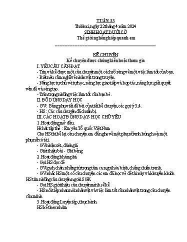 Kế hoạch bài dạy Lớp 5A - Tuần 33 Năm học 2023-2024