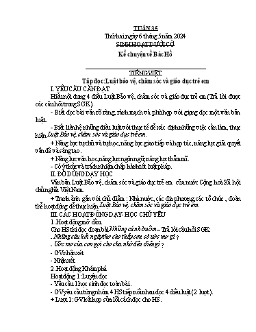 Kế hoạch bài dạy Lớp 5A - Tuần 35 Năm học 2023-2024