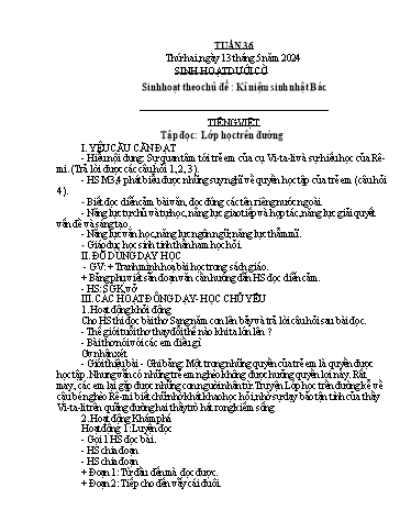 Kế hoạch bài dạy Lớp 5A - Tuần 36 Năm học 2023-2024