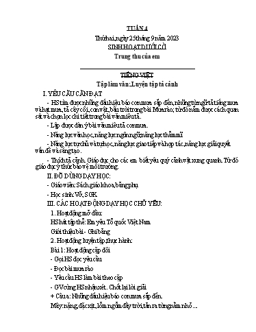 Kế hoạch bài dạy Lớp 5A - Tuần 4 Năm học 2023-2024