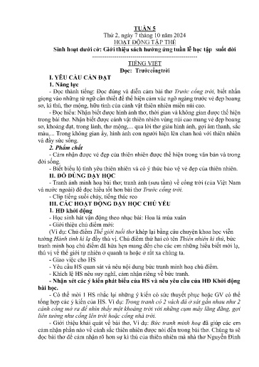 Kế hoạch bài dạy Lớp 5A - Tuần 5 Năm học 2024-2025