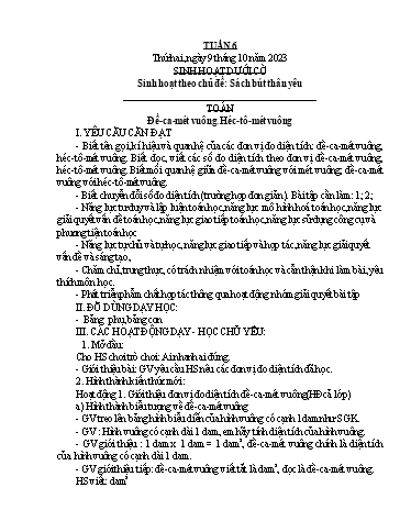 Kế hoạch bài dạy Lớp 5A - Tuần 6 Năm học 2023-2024