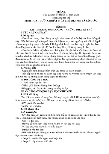 Kế hoạch bài dạy Lớp 5A - Tuần 6 Năm học 2024-2025