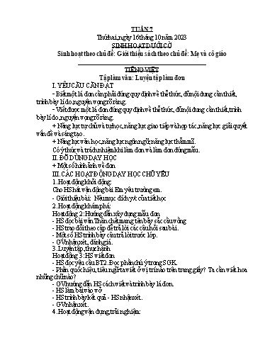 Kế hoạch bài dạy Lớp 5A - Tuần 7 Năm học 2023-2024