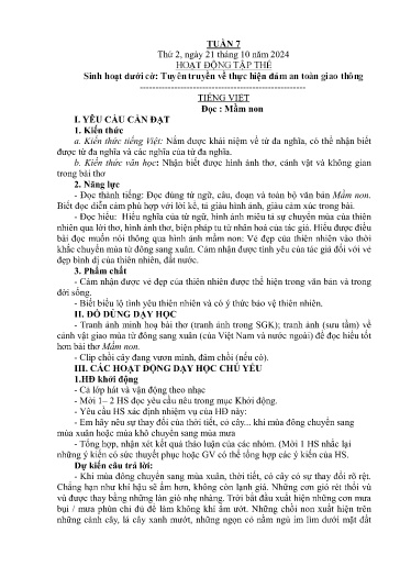 Kế hoạch bài dạy Lớp 5A - Tuần 7 Năm học 2024-2025