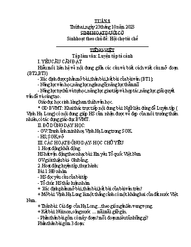 Kế hoạch bài dạy Lớp 5A - Tuần 8 Năm học 2023-2024