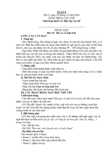 Kế hoạch bài dạy Lớp 5A - Tuần 8 Năm học 2024-2025