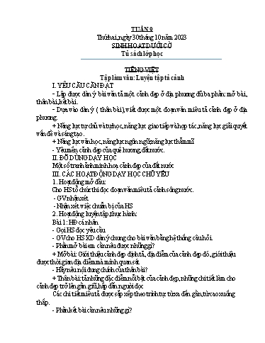 Kế hoạch bài dạy Lớp 5A - Tuần 9 Năm học 2023-2024