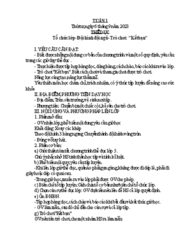 Kế hoạch bài dạy Lớp 5B - Tuần 1 Năm học 2023-2024