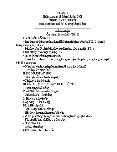Kế hoạch bài dạy Lớp 5B - Tuần 11 Năm học 2023-2024