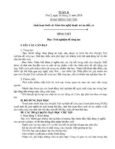 Kế hoạch bài dạy Lớp 5B - Tuần 11 Năm học 2024-2025
