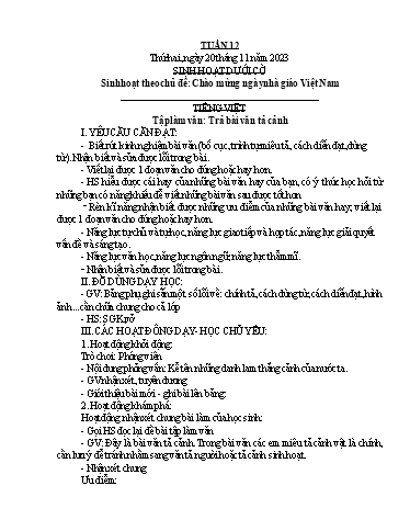 Kế hoạch bài dạy Lớp 5B - Tuần 12 Năm học 2023-2024