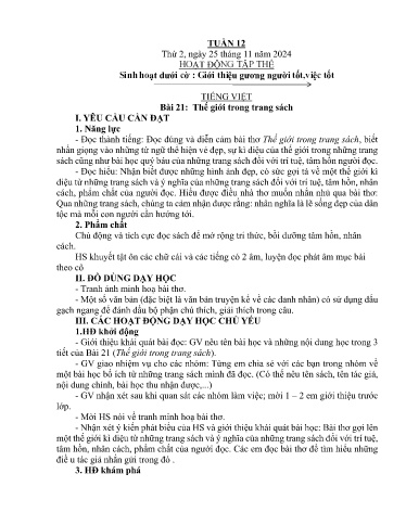 Kế hoạch bài dạy Lớp 5B - Tuần 12 Năm học 2024-2025