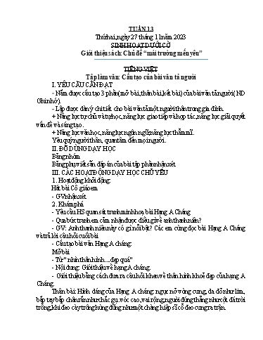 Kế hoạch bài dạy Lớp 5B - Tuần 13 Năm học 2023-2024